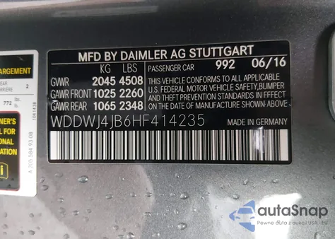 2017 Mercedes-Benz C 300 from USA, damaged, VIN WDDWJ4JB6HF414235